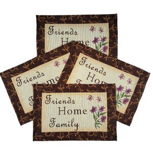 Vintage 90’s Placemats Woven Textile Earth Tones Friends Home Family - Set of 4